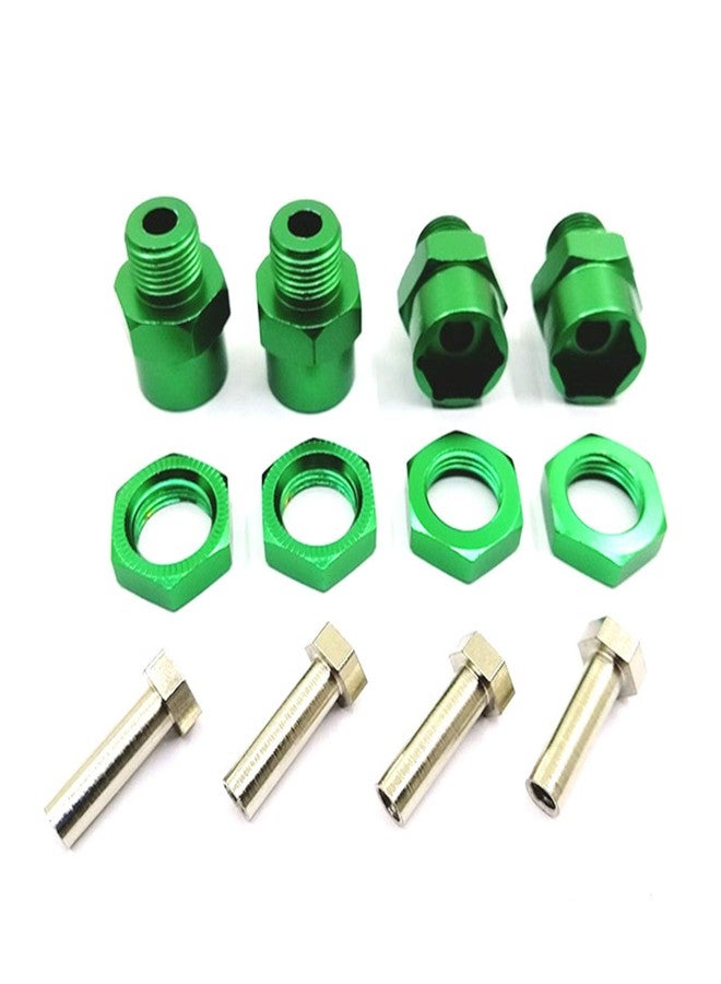LAFEINA 4PCS Aluminum Alloy Wheel Hex Hub 12mm Turn to 17mm Conversion Adapter for 1/10 RC Model Car Convert to use 1/8 Tires Upgrade Parts(Green) - Image 1
